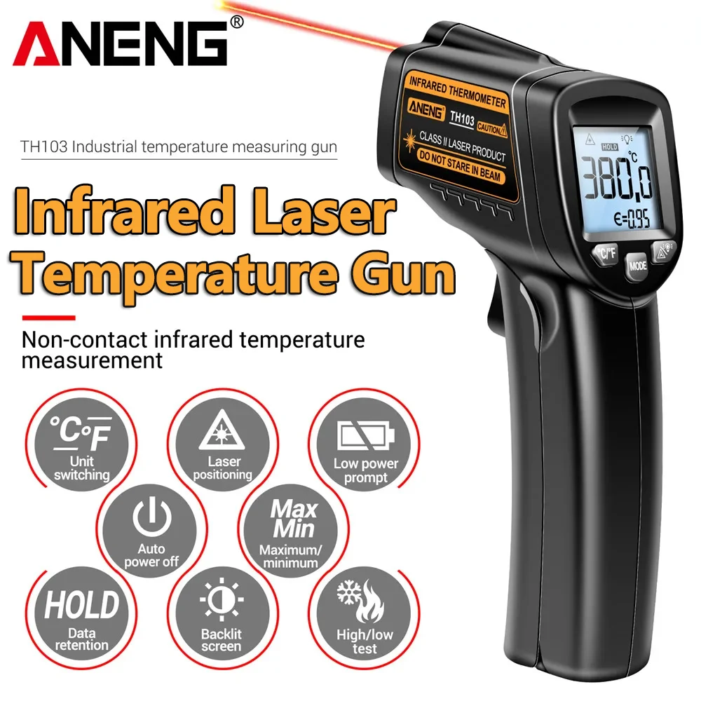 Industrial Laser Temperature Gun - Infrared Laser Temperature Gun -20°C~380℃ IR