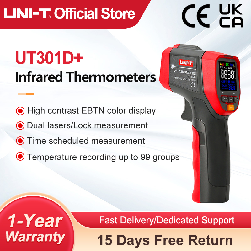 Industrial Laser Temperature Gun - UNI-T Digital Infrared Thermometer UT303D+ Industrial