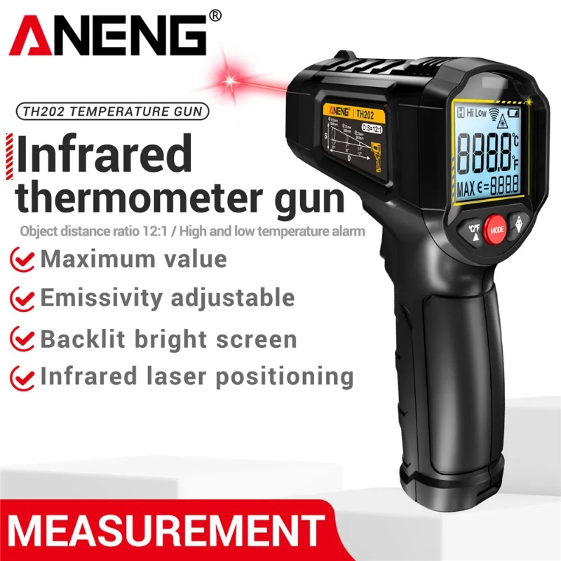 Industrial Laser Temperature Gun - ANENG TH202 Industrial Handheld Thermometers Car