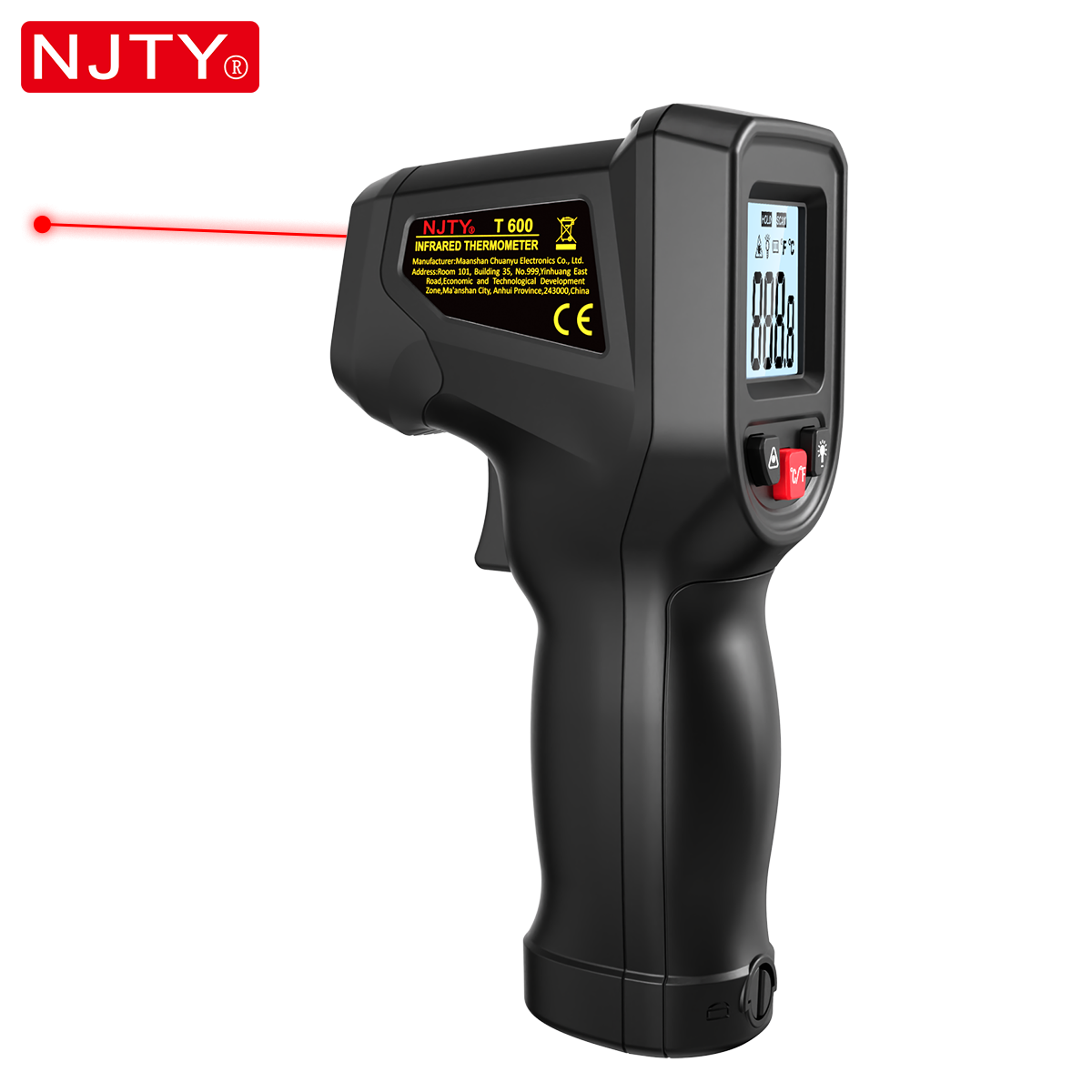 Industrial Laser Temperature Gun - NJTY T600 Infrared Thermometer Gun Non-Contact