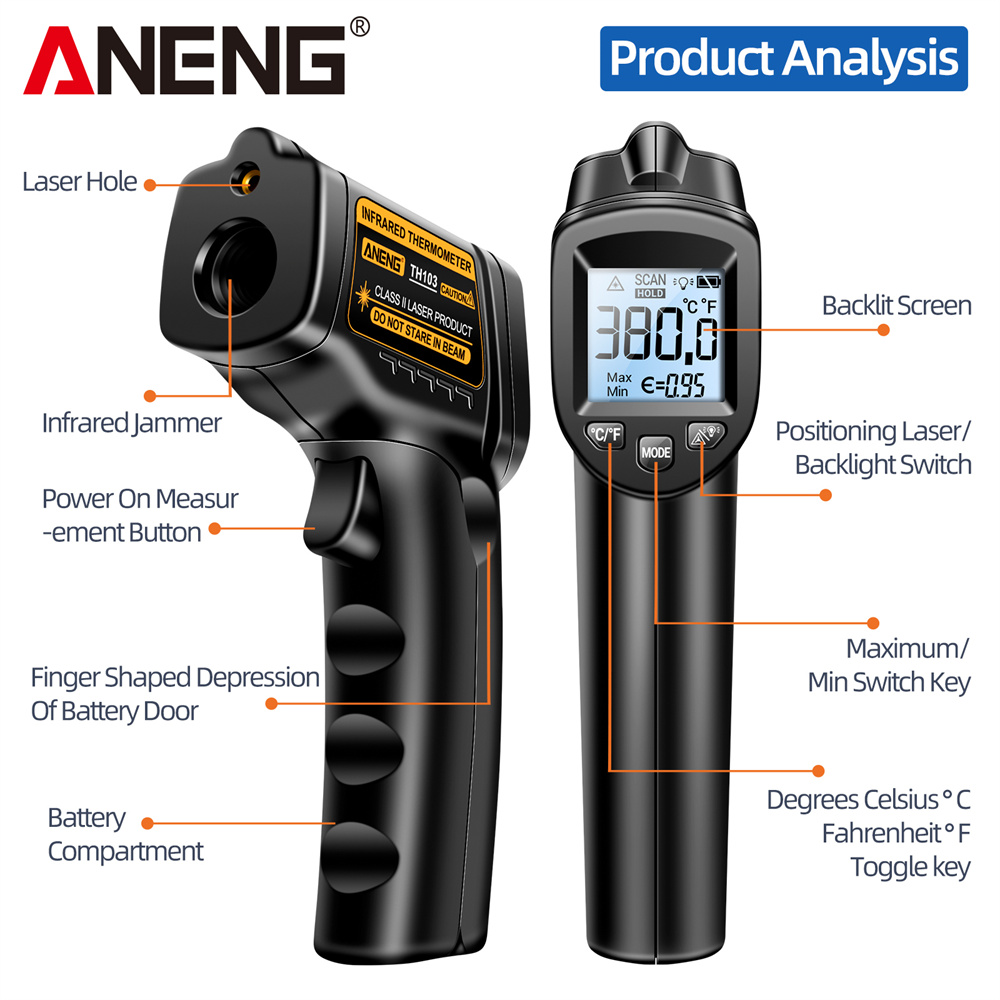 Infrared Laser Thermometer Ind - огляд і ціна Industrial Laser Temperature Gun