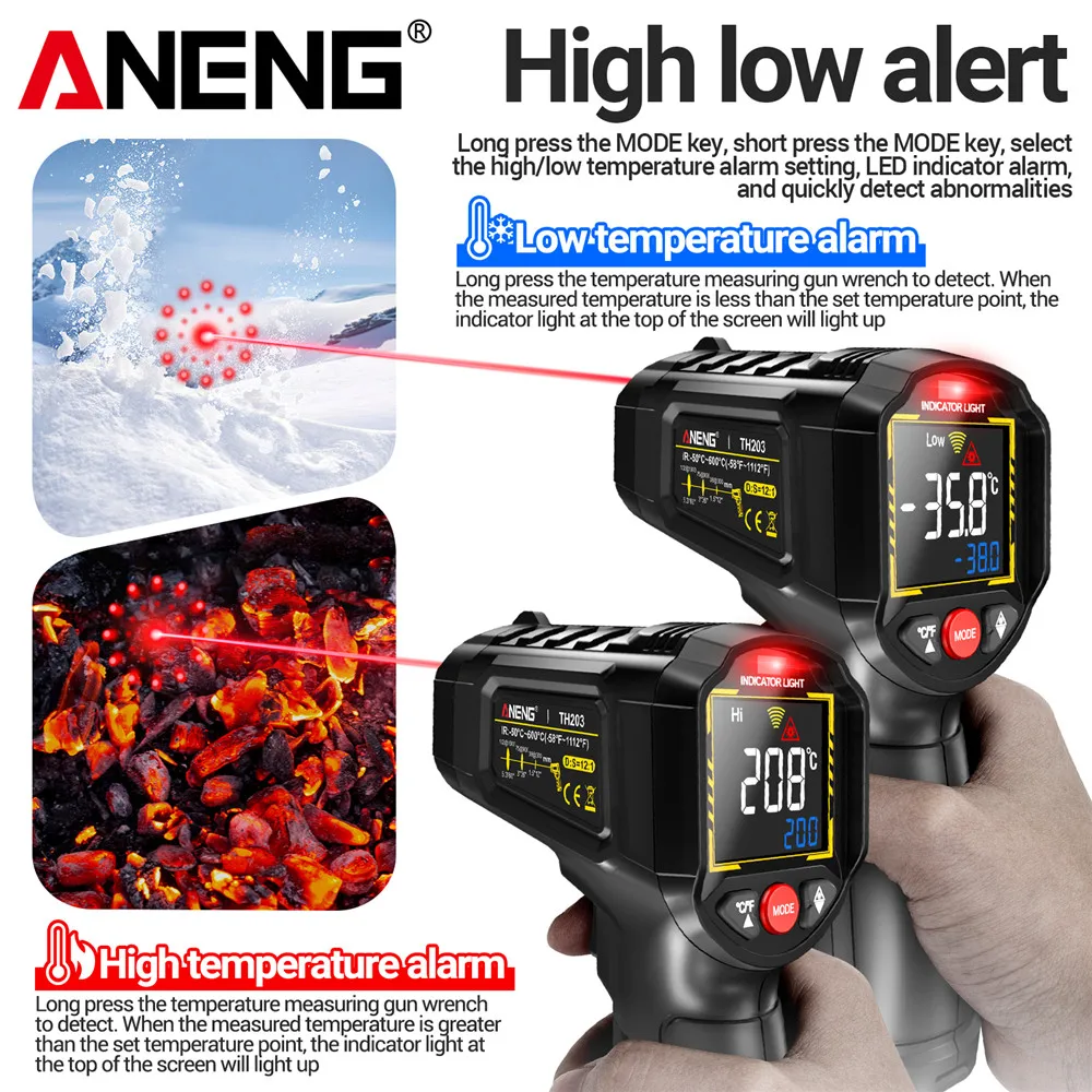 Infrared thermometer -50℃~600℃ - огляд і ціна Industrial Laser Temperature Gun