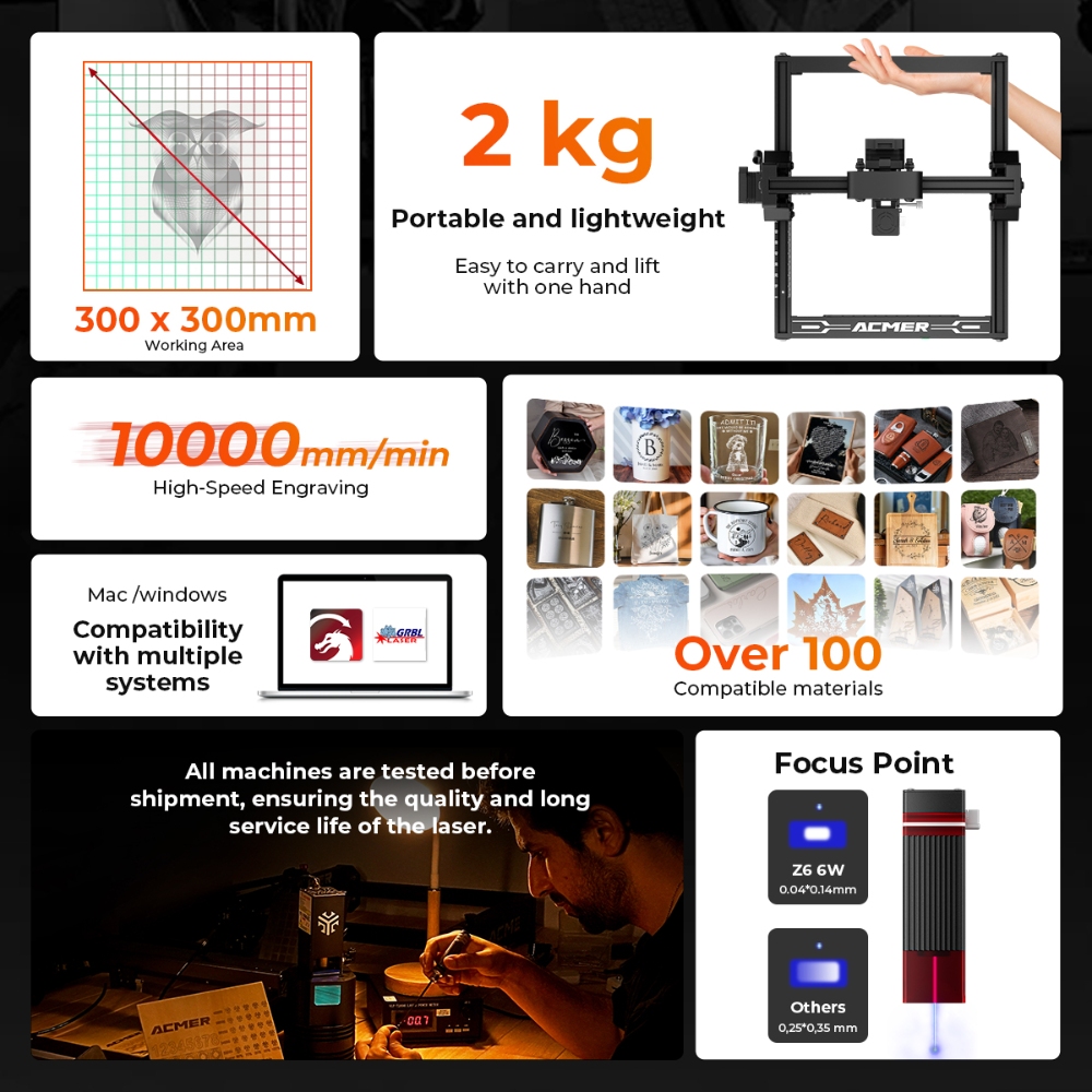 ELIDOR Z6 6W Laser Engraver Ma - огляд і ціна Industrial Acrylic Laser Cutter
