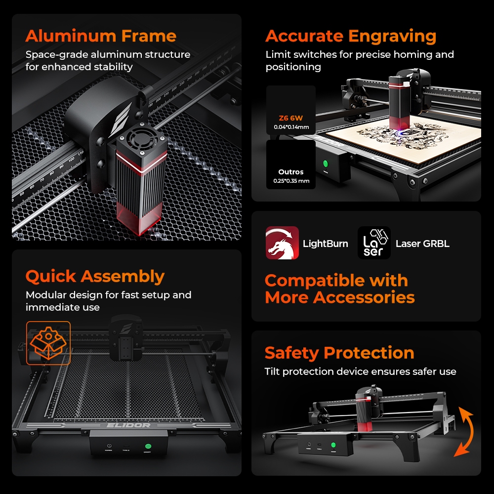 ELIDOR Z6 6W Laser Engraver Ma - огляд і ціна Industrial Acrylic Laser Cutter