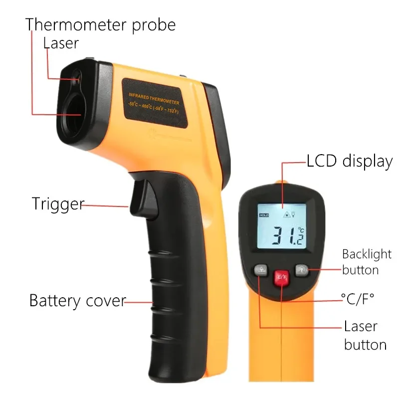 Portable Infrared Thermometer  - огляд і ціна Industrial Laser Temperature Gun